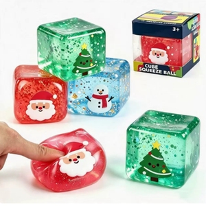 Christmas Squeeze Toy Transparent Squish Stress Ball Colorful Holiday Confetti Filled Hand Squeeze Fidget Toy Festive Seasonal