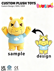 OEM ODM Stuffed Plush Toy Cute Cartoon Rhino Plush Custom Design