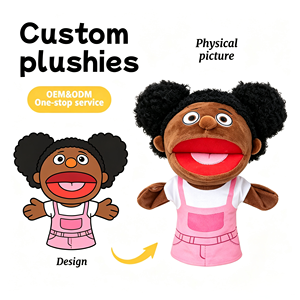 Custom Logo Stuffed Plush Toy Black Girl Hand Puppet